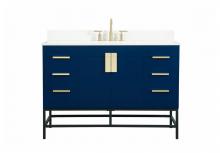  VF488W48MBL-BS - 48 Inch Single Bathroom Vanity in Blue with Backsplash