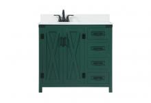  VF90236MGN-BS - 36 Inch Single Bathroom Vanity in Green with Backsplash