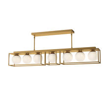 Alora Lighting LP519748AGOP - Amelia 48-in Aged Gold/Opal Matte Glass 7 Lights Linear Pendant