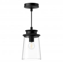  PD533006MBCL - Quincy 6-in Clear Glass/Matte Black 1 Light Pendant