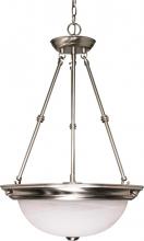  60/203 - 3 Light - 15" Pendant with Alabaster Glass - Brushed Nickel Finish