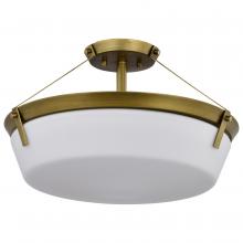  60/7752 - Rowen 4 Light Semi Flush; Natural Brass Finish; Etched White Glass