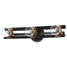  60/7865 - Marsden 3 Light Vanity; Matte Black and Natural Brass Finish