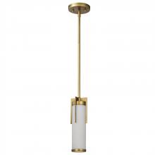  60/8043 - Roselle; Mini Pendant; Natural Brass with White Glass