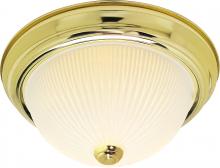 Nuvo SF76/134 - 3 Light - 15&#34; Flush with Frosted Ribbed - Polished Brass Finish