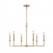  89886/6 - Dunne 30'' Wide 6-Light Chandelier - Lacquered Brass